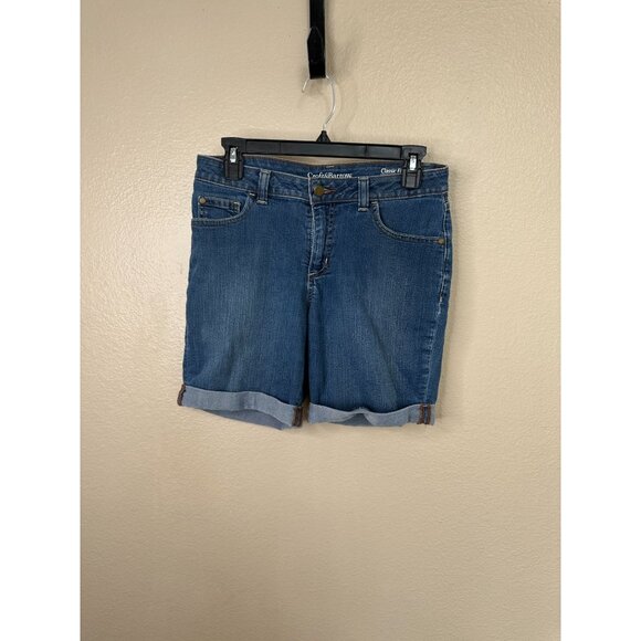 Croft & Barrow‎ Womens Blue Bermuda 4 Shorts cuffed button zipper cotton - Picture 6 of 6